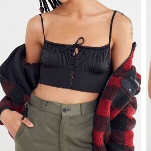 Urban Outfitters Out From Under Smocked Cropped Top Size M‎ Esmeralda Black